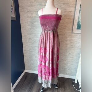 Lapis Pink and silverish maxi dress. Removable straps. Sz OS